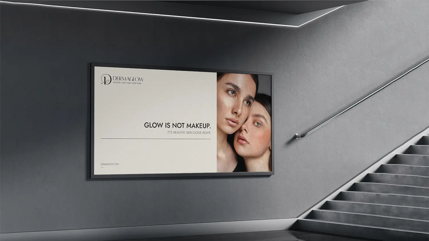 Interior Design & Branding Studio in Rajkot 10 Dermaglow aesthetic skin hair and laser clinic luxury brand identity design by White Space Workshop